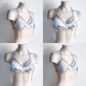 Scalemail Chainmail White & Clear Plastic Bikini Top  Armour Burning Man DragonScales Larp