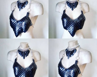 Scalemail Top Scalemaille Chainmail Bikini Top Armour Larp Medieval Viking Mermaid Dragon Festival Metal