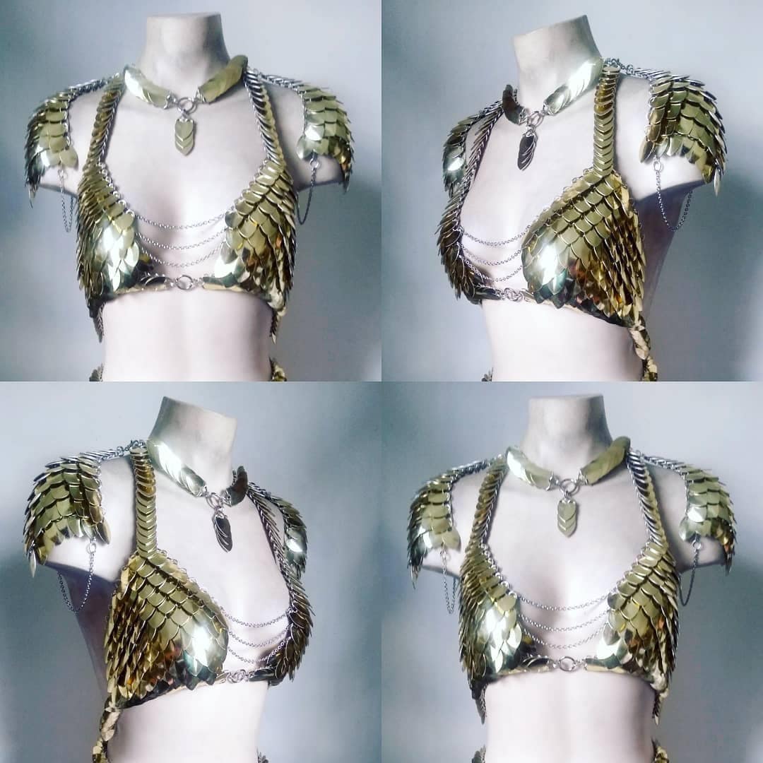 Viking Princess Scalemail Dragon Queen Chainmail Bikini Top Harness ONE OF  A KIND Armour Metal Burning Man Cosplay 