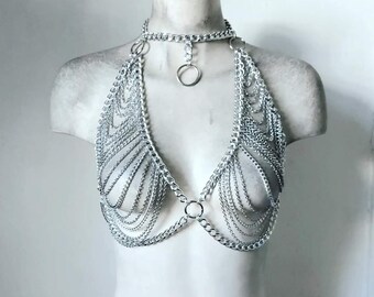 Warrior Draped Harness Bra Chain Metal Festival