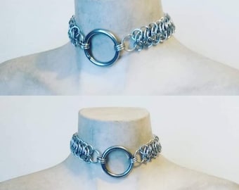 XL Chainmail Necklace Choker O-ring Larp Fantasywear Collar Amour Metal Jewelry