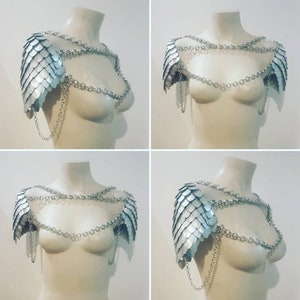 Silver Scalemail Chainmail Harness Shoulder Pauldrons Scalemaille Armour image 3