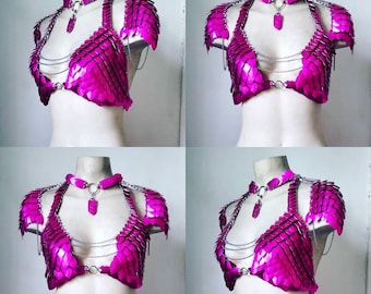 Top bikini a maglia di scaglie da principessa vichinga e regina dei draghi