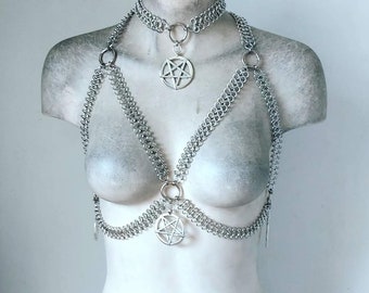 Satanic O-Ring Chainmail Harness Metal Festival