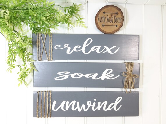 Bathroom Decor Bathroom Sign Wood Bathroom Signs Bathroom Etsy