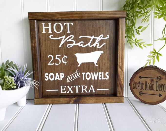 Hot Bath Sign Rustic Bath Sign Rustic Bath Signs Rustic Etsy