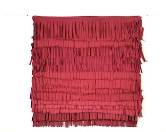 Wall hanging, boho wall decoration, textile wall decoration in bordeaux red