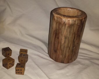 Rustic Handmade Dice Cup with Wood Dice