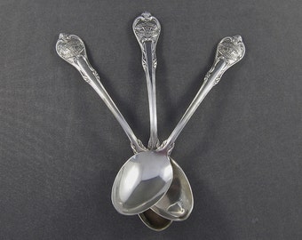 3 Antique Sterling Silver Spoons From WWI
