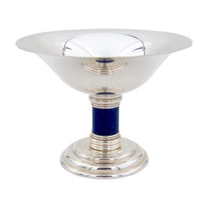 Puiforcat French Art Deco Flaring Tazza with Blue Stem