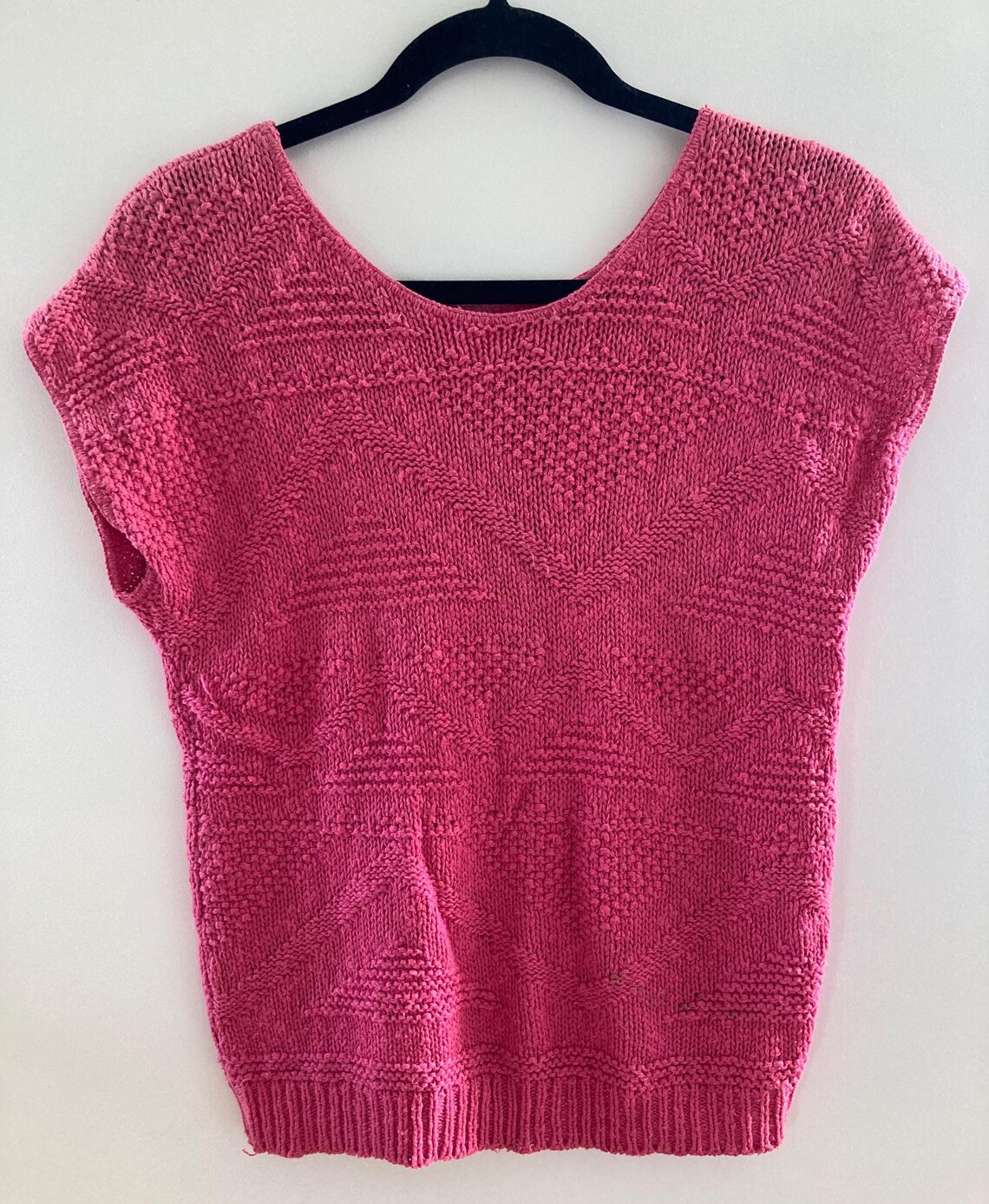 1970s/80s Vintage Dusty Pink Cotton Sweater with Bishop Sleeves (M)