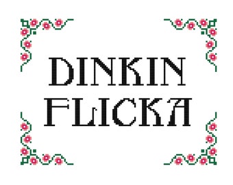 Dinkin Flicka - CROSS STITCH - Kits and Pillows - 8" x 10" - Embroidery - Needlepoint - DIY