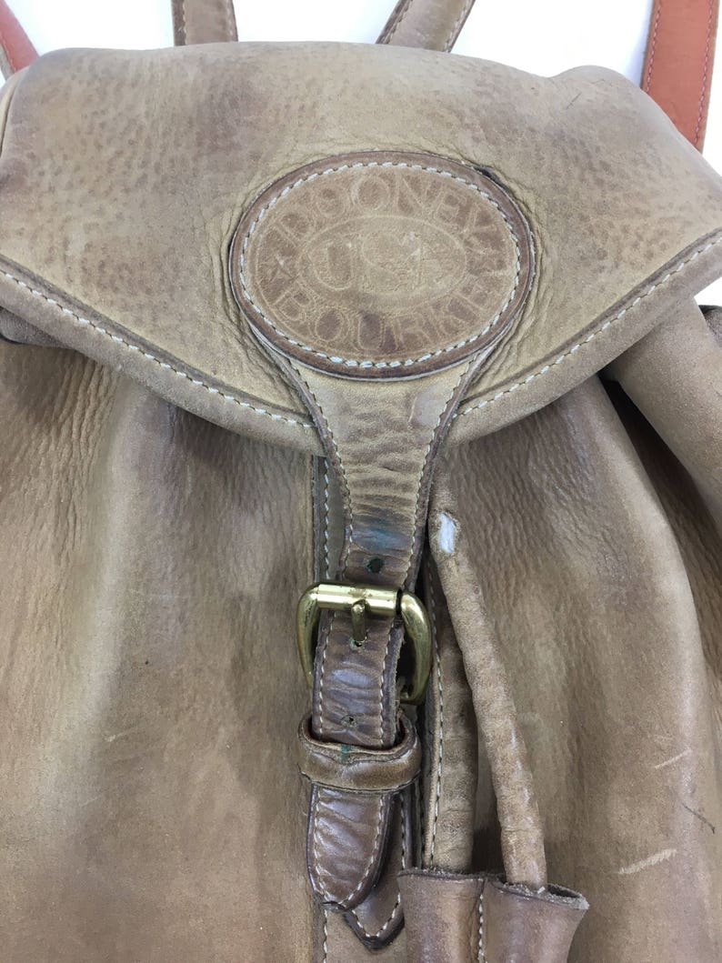 Vintage Dooney & Bourke Leather Backpack Bag Purse Brass Etsy