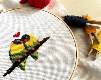 PATTERN: Lovebirds - Cute Romantic Counted Cross-Stitch DIY Pattern