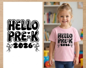 Hola Preescolar 2026 PNG – Diseño de camiseta para niña de preescolar – Archivo de sublimación para la vuelta al cole – Gráfico escolar infantil adorable – Descarga instantánea