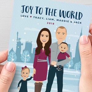 New York Holiday Card, biglietti di Natale personalizzati con ritratto di famiglia, biglietti di auguri stampati 5x7