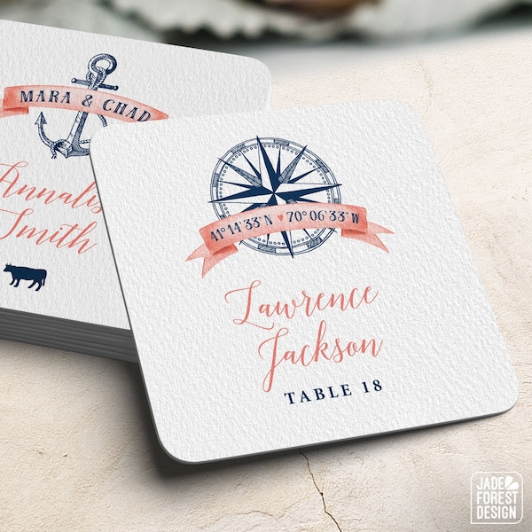 Escort Card Coaster Etsy