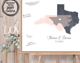 Wedding Guest Book Alternative Canvas > Watercolor Guestbook Map, Gray & Blush States Map Guest Book {moa}