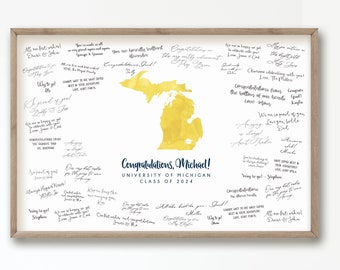 Graduation GUEST BOOK MAP, University of Michigan, Graduation Signature Sign, Custom School and State, Gift for Graduation Party {mfo}