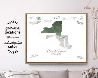 Wedding Guest Book Alternative > Green & gray states map guestbook, Watercolor guest book map {moa}