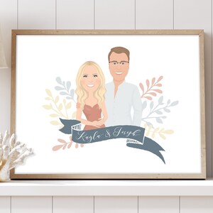 Custom portrait sign Tennis cartoon portrait, Personalized drawing from photo, Framed canvas or paper, Anniversary gift idea for couple image 7