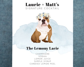 Signature Cocktail Sign > Custom Dog Portrait Signature Drink Print for Wedding Bar