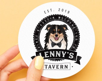 Dog of Honor Bar Coaster > Custom Pet Portrait Drawing on Drink Coasters, Personalized Wedding Favor Idea