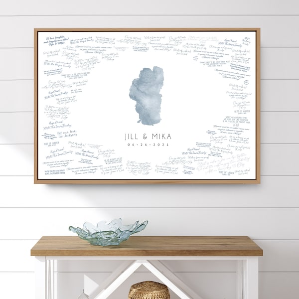 wedding GUESTBOOK alternative • Lake Tahoe map guest book for lakeside outdoor wedding • dusty blue watercolor art (custom lake shape) {mfl}