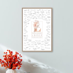 Monogram Guestbook Alternative, wedding logo canvas, guest book print, coral pink monogram, last name custom framed guestbook {mow}