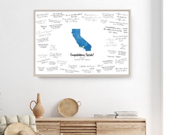 Graduation SIGNATURE SIGN, UCLA Bruins, Graduation Guest Book Map, Custom School and State, Class of 2024, Gift for Graduation Party {mfo}