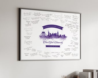 New York University Graduation Guest Book, New York City Skyline Guestbook, NYU Graduation Signature Sign, Gift for Graduation Party