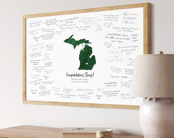 Graduation GUEST BOOK MAP, Michigan State University, Graduation Party Signature Sign, Custom School and State, Graduation Gift Idea {mfo}