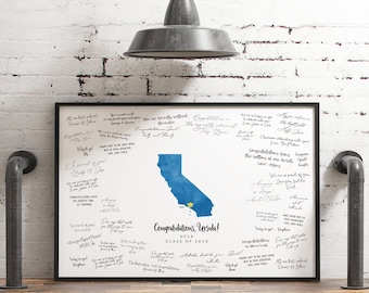 Graduation Party Guest Book Map, University of California Los Angeles, Custom School & State, Class of 2024, Gift for Graduation Party {mfo}