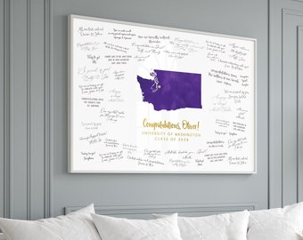 Graduation GUEST BOOK MAP, University of Washington, Graduation Party Canvas to Sign, Custom School and State, Graduation Gift Idea {mfo}