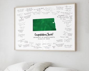 Graduation GUEST BOOK Alternative, University of North Dakota Map Guestbook, Graduation Party Canvas to Sign, Custom School and State {mfo}