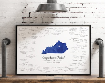 Graduation Party GUEST BOOK Alternative, Custom School and State, University of Kentucky Guestbook, Royal Blue Graduation Party Decor {mfo}