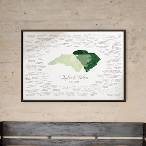 Custom Wedding Guest Book Alternative, North Carolina and South Carolina Love Map Guest Book, Custom State Overlap Guestbook {moa}