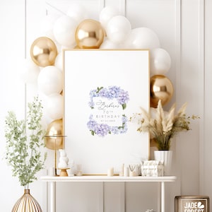 Custom Birthday Party Guest Book Alternative, Seventieth Birthday Party Sign, Purple Hydrangea Square Guestbook, Gift for Her 70th Birthday