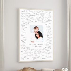 Wedding Guest Book Alternative, custom watercolor portrait from photo, large framed guest book canvas print for guests to sign {wcg}
