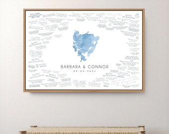 wedding GUEST BOOK alternative, Big Sandy Lake map guest book for lakeside outdoor wedding, custom lake, azure blue watercolor art {mfl}