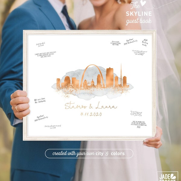 Saint Louis Skyline Guest Book - Unique Wedding Canvas Sign