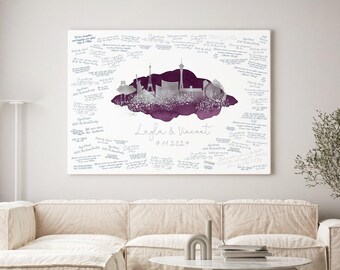 Wedding Guest Book: Las Vegas Skyline - Watercolor and Metallic Print