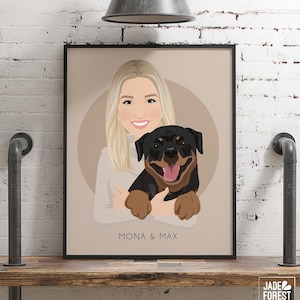 Original Pet and Owner Painting from Photo, Personalized Pet Portrait Gift, Gift for Dog Lover, Custom Dog Painting, Pet Memorial Gifts