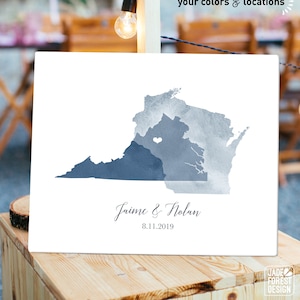 Wedding Guest Book Alternative > Dusty blue watercolor guest book map, Custom countries or states map guestbook {moa}