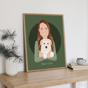 Human and Pet Photo, Custom Portrait Gift for Pet Owner, Custom Pet Portrait, Custom Dog Portrait, Gift for Dog Owner, Dog Passed Away Gift