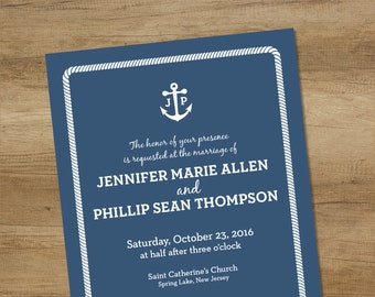 Nautical Wedding Invitation Set DIY Printable Anchor Wedding | Etsy