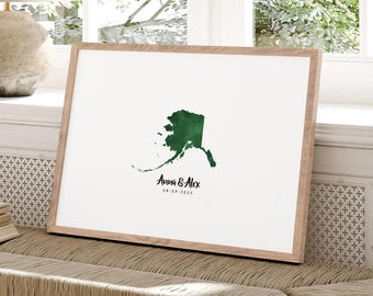 Wedding Guestbook: Alaska Love Map Art (Clay Coated Canvas, Framed)