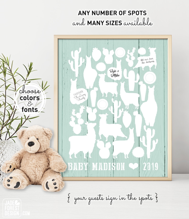 Llama Baby Shower Guest Book Alternative Personalized Baby Etsy
