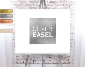 Silver Easel for Wedding, Wood Easel Stand for Canvas Sign, Large Floor Easel - FREE SHIPPING!