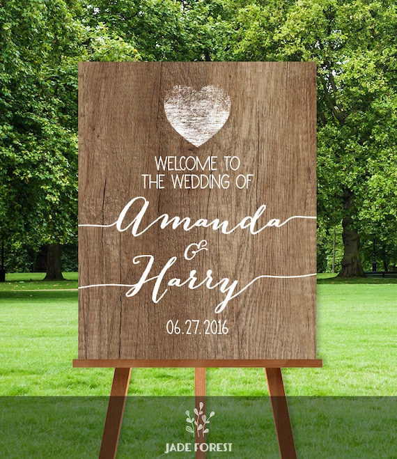 Wedding Welcome Sign, Outdoor Ceremony, Custom Faux Wood Sign, Rustic Personalized Calligraphy, Durable Design, Premium Quality